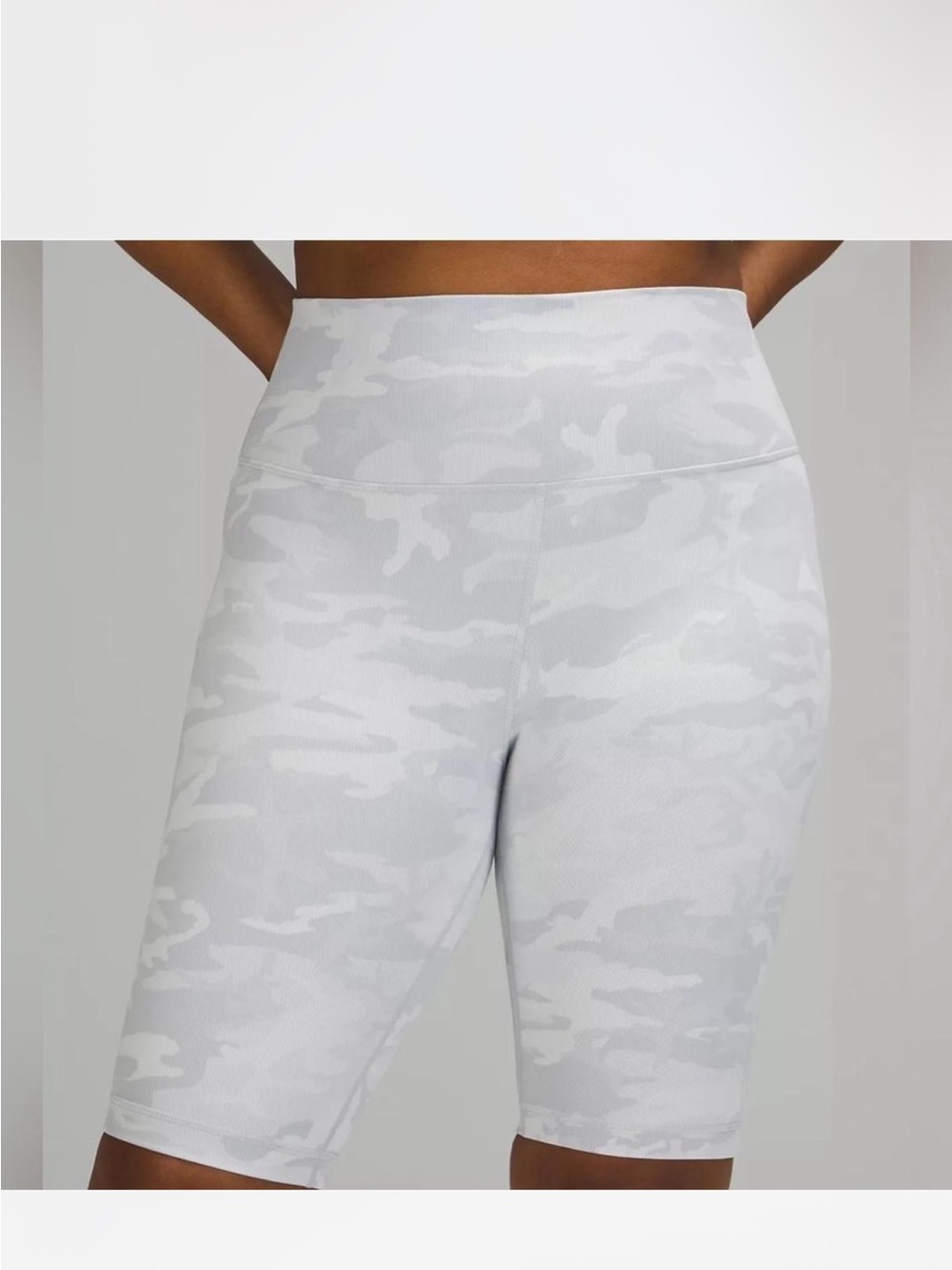 Lululemon Wunder Under HR 10” Shorts Ribbed Luxtreme Gray Camo Size 0 NWOT